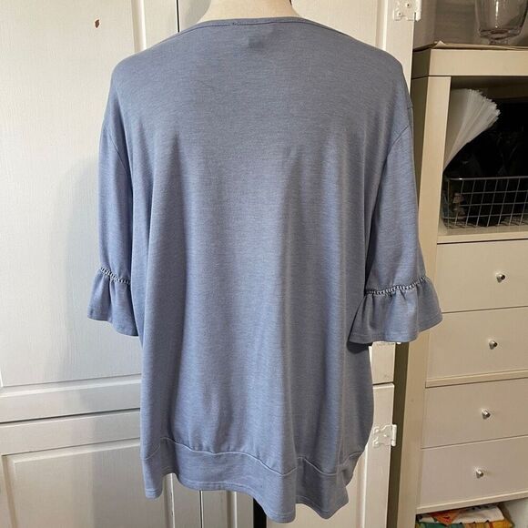 Luxology Short Sleeved, Scooped Neck Tie Waist Blouse, Size XL‎ - Picture 2 of 8